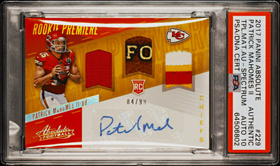 2017 Panini Absolute Patrick Mahomes II Spectrum RPA Auto /99 #229 Authentic PSA