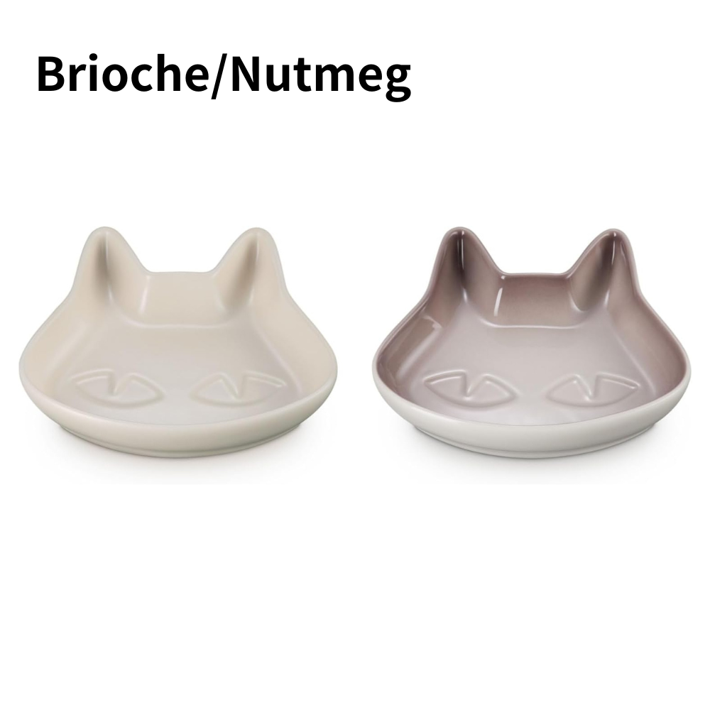 Le Creuset Mini Cat Plate Brioche and Nutmeg 14x14x3cm Set of 2