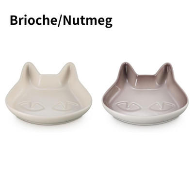Le Creuset Mini Cat Plate Brioche and Nutmeg 14x14x3cm Set of 2