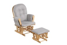 Costway Wood Baby Nursery Rocking Chair Glider and Ottoman Cushion Set Gray