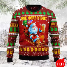 Ugly Christmas Sweater, Santa with Beer and Christmas Cheer