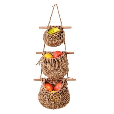 Functional and Beautiful Hanging Basket with 3 Levels of Decor Storage