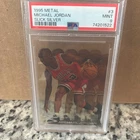 MICHAEL JORDAN ~ 1995-96 Metal Basketball Slick Silver #3 ~ Graded PSA 9 MINT