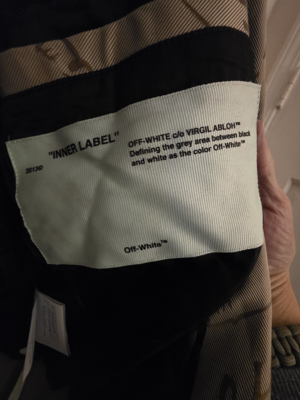 Off-White Logo Print Button Bomber Jacket Beige B… - image 3