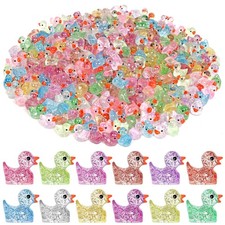 120 Pcs Glitter Mini Resin Ducks 12 Colors Little Duck Figures Tiny Ducks for...