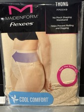Women's Nude Maidenform Shapewear Tame Your Tummy Lace Shaping Thong, L, FP0049