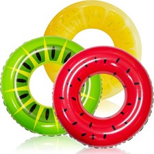 32-Inch Colorful Fruit Inflatable Rafts - 3-Pack for Pool Party Essentials