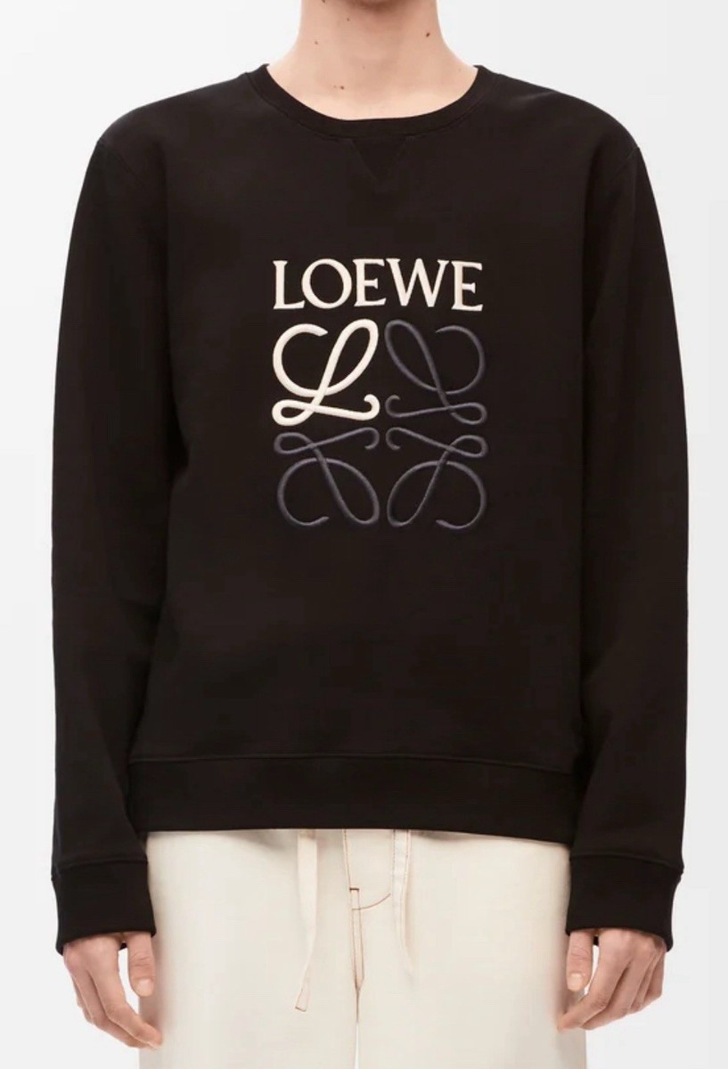 LOEWE Unisex Anagram Crewneck Sweatshirt Embroidered Black LOEWE Unisex Anagram Crewneck Sweatshirt Embroidered Black