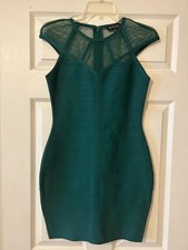 GUESS Green Illusion Mesh Bodycon Dress – Size XS