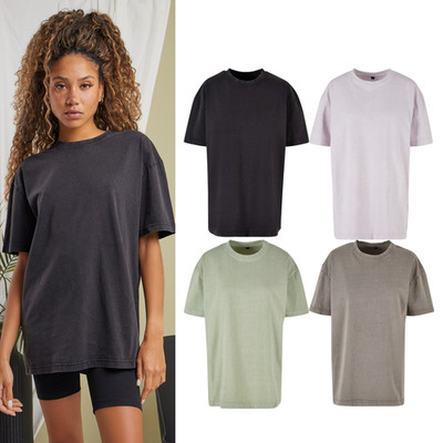 Build Your Brand Women s oversized acid wash tee