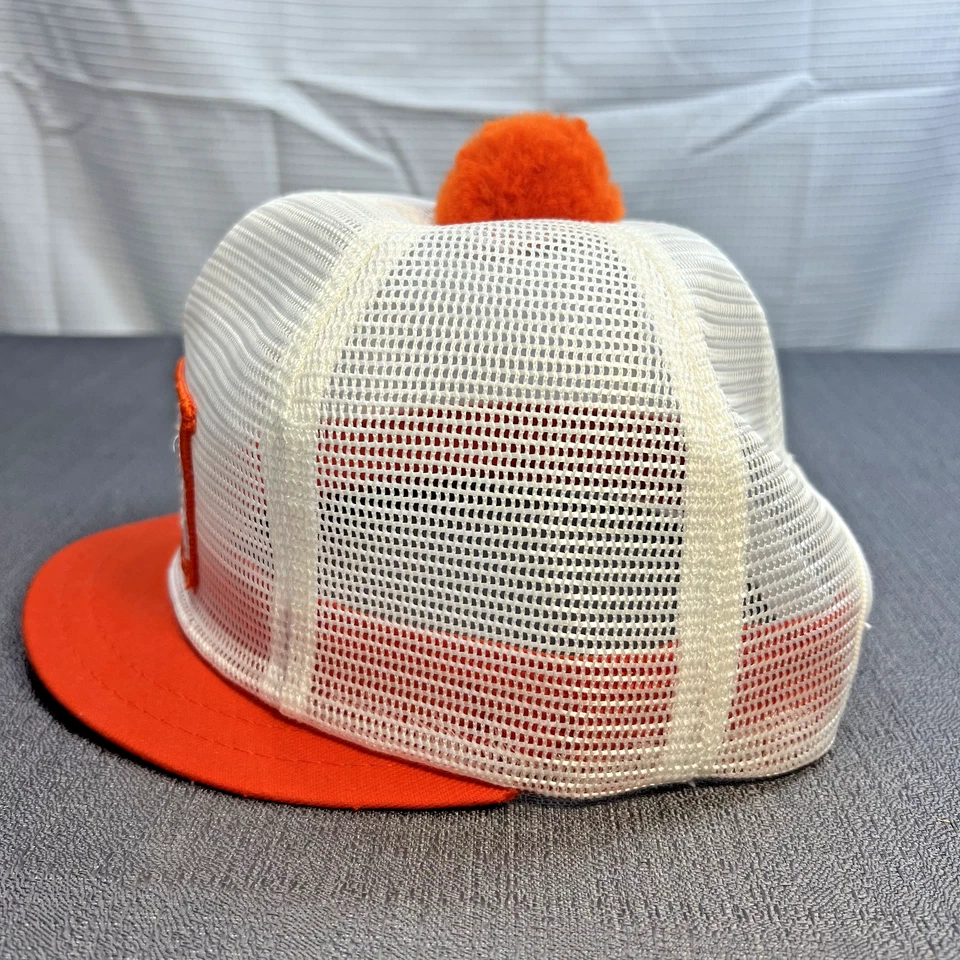 De Colección Estuche Parche Todo Malla Camionero Sombrero Snapback Naranja Bobble Pom Billete Pequeño Foto 4 de 4