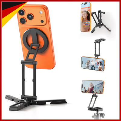 Mini Stativ Aluminium Magnetisch 360° Drehbar Faltbar für Smartphone