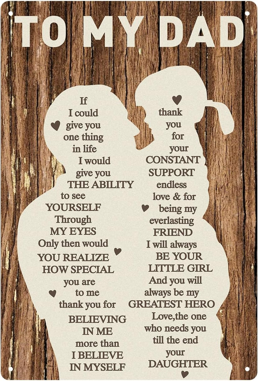 Gifts for Dad from Daughter Wife,12x8Inch Metal Tin Sign Novelty Vintage Plaque