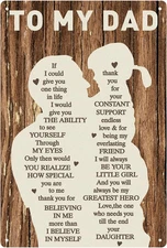 Gifts for Dad from Daughter Wife,12x8Inch Metal Tin Sign Novelty Vintage Plaque