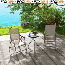 Set of Two Folding Garden Chairs, with Fabric Mesh Seats - Brown 56 x 62 x 97 cm