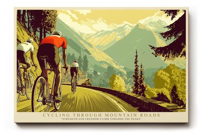Paul Sinus Wandbild Cycling Through Mountain Roads   Radfahrer in den Alpen