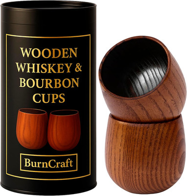 Charred Oak Bourbon Whiskey Glasses - Set of 2 Premium Tumbler Gift Set