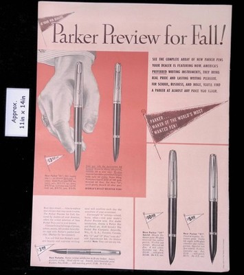 1951 The Parker Pen Co. New Pens America's Preferred Instruments Print Ad 57342