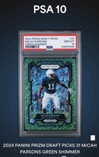 2024 PANINI PRIZM DRAFT PICKS MICAH PARSONS GREEN SHIMMER 1/8 Bookend PSA 10