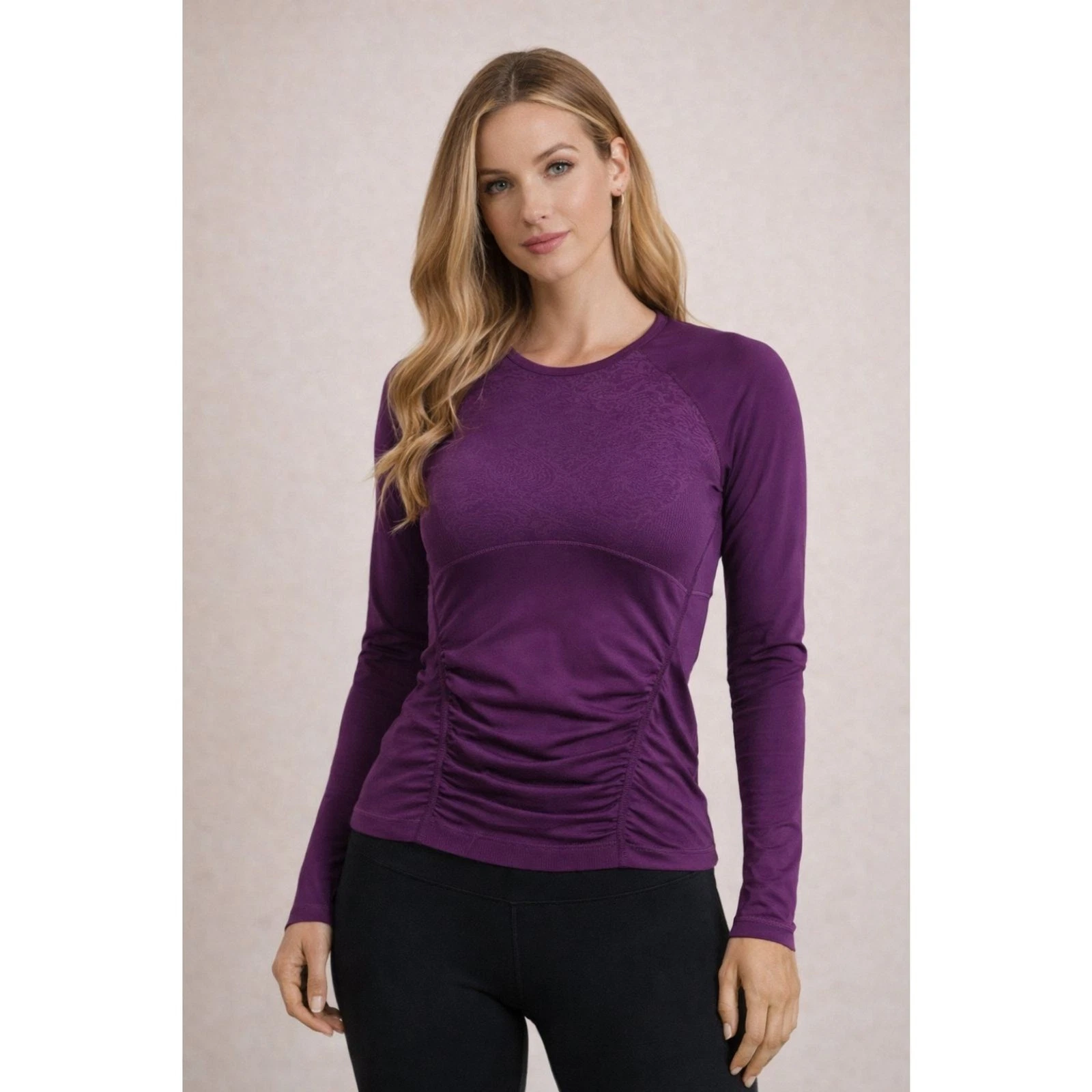 Title Nine Shirt Womens Purple Base Layer Long Sleeve Stretch Running Top Sz M
