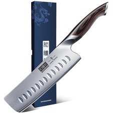 7 Inch Nakiri Knife, Japanese High Carbon Stainless Steel Chef Knife, Multipu...