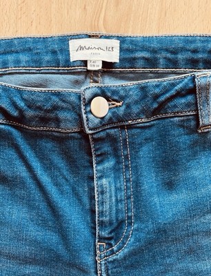 Maison 123 Paris Damen Jeans Gr. 38 (F40) Blau Straight Leg Stretch Used Look
