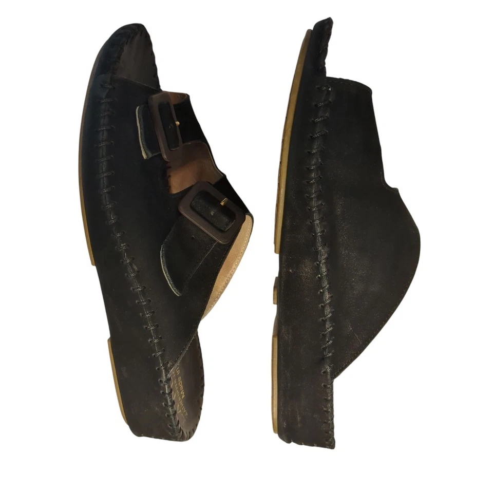 Black Suede Birk Look Slip On Shoes / Sandals Made in Italy LA PLUME SZ 39/ 9 - Image 3 of 4