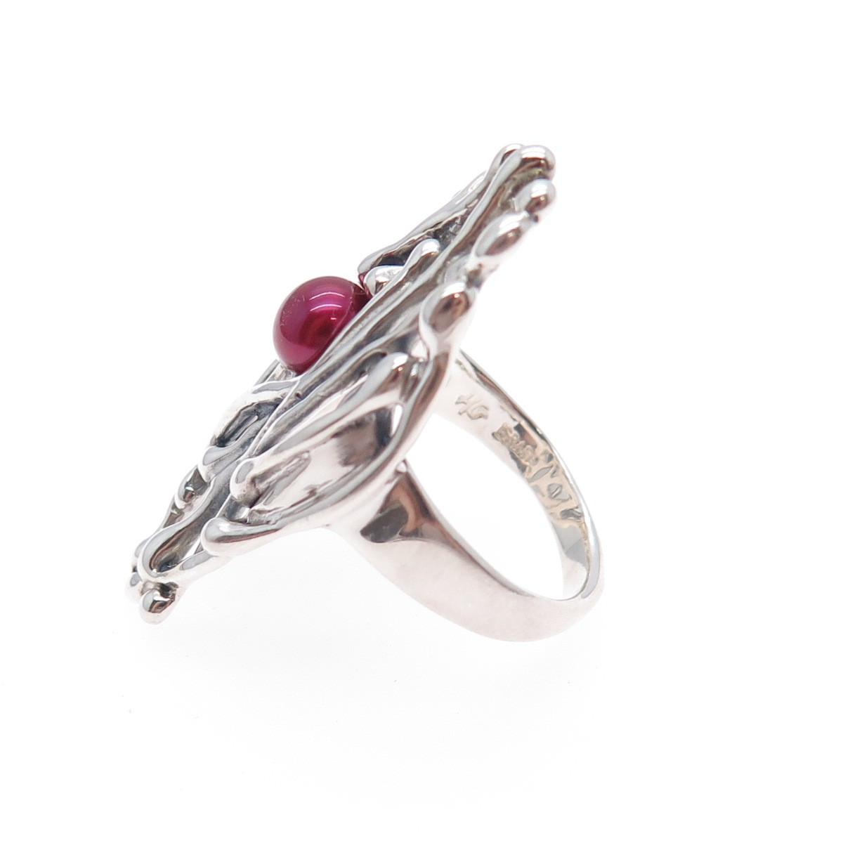 HAGIT GORALI Sterling Silver Vintage Israel Real Pearl Modernist Ring Size 7.75