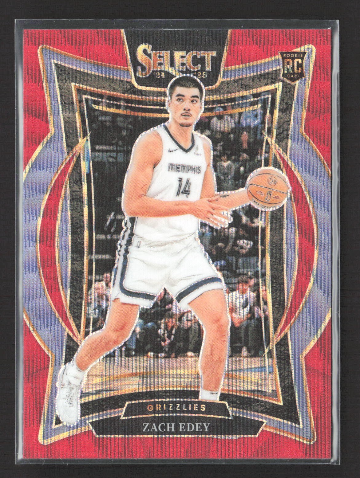2024-25 Panini Select - Concourse Zach Edey #98 Red Wave Prizm (RC)