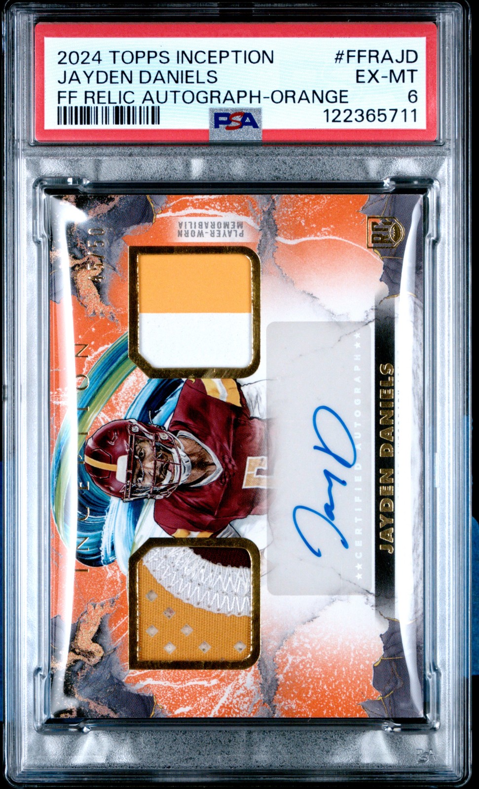 Jayden Daniels Topps Inception Franchise Foundation Relic Autographs #FFRAJD Orange