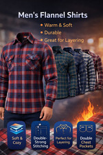 Men's Brushed Cotton Flannel Shirt Warm Check Lumberjack Soft Winter Shirt