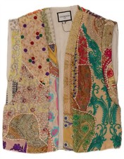 Vintage Womens Waistcoat One Size Multicoloured Patchwork Cotton IC04