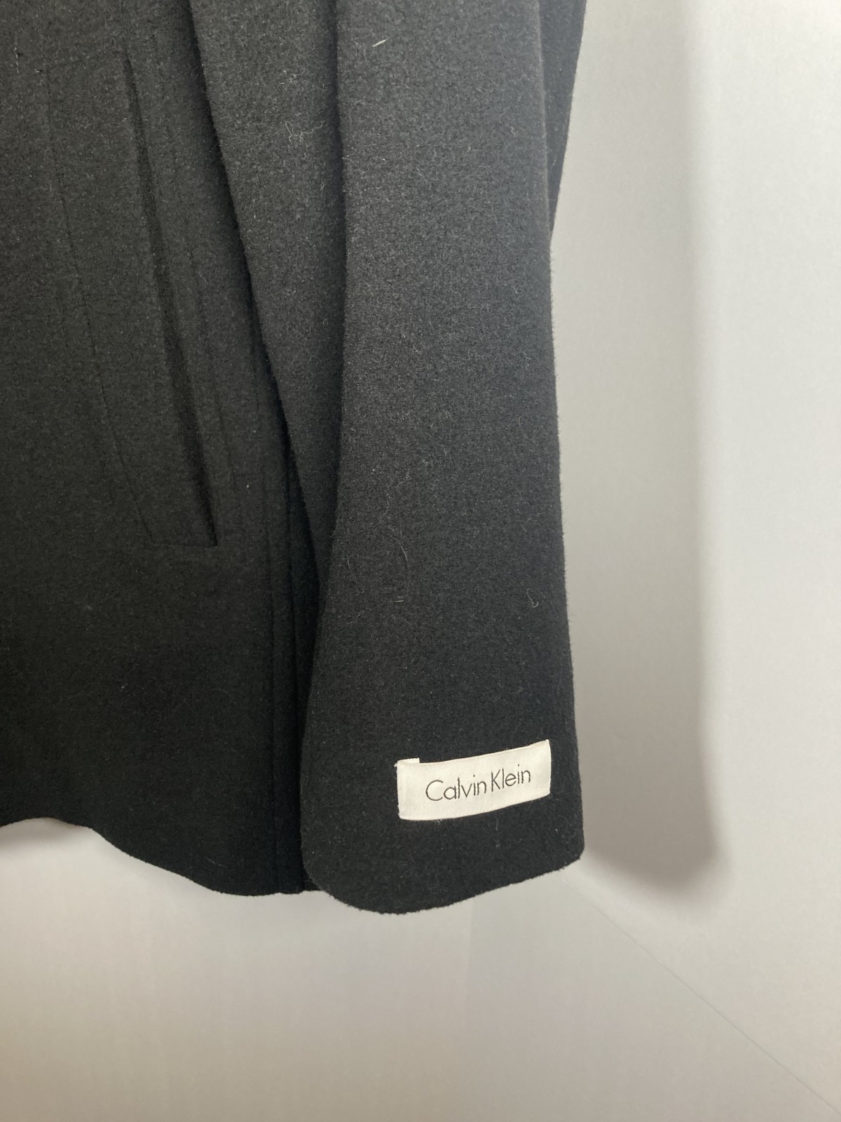 Calvin Klein Men’s Wool Blend Peacoat Jacket Size M Black Double Breasted thumbnail 5