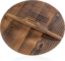 YOSUKATA Cast Iron Wok Cover - Premium 13.5" for wok 13.5", wooden 