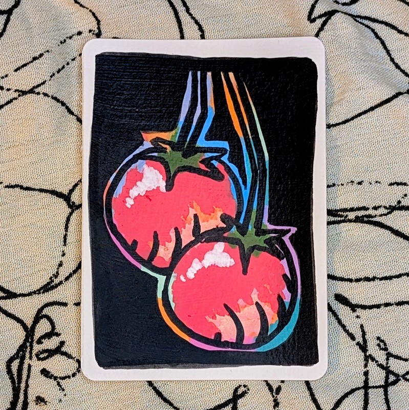 ACEO Original Art Acrylic Tomatoes Vegetable  By Beevil
