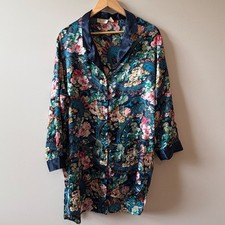 Vintage Victorias Secret Gold Label Paisley Floral Satin Sleep Shirt Large 90s