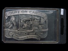 TI01123 *NOS* VINTAGE 1989 **COUNT ON CARGILL HYBRID SEEDS** FARMING BELT BUCKLE