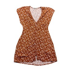 Abercrombie Fitch Rust White Floral Button Front Cap Sleeve Mini Dress XSP