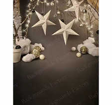 Thin-Vinyl Winter Snow Star Photo Backdrop 5x7ft Black White Tearproof