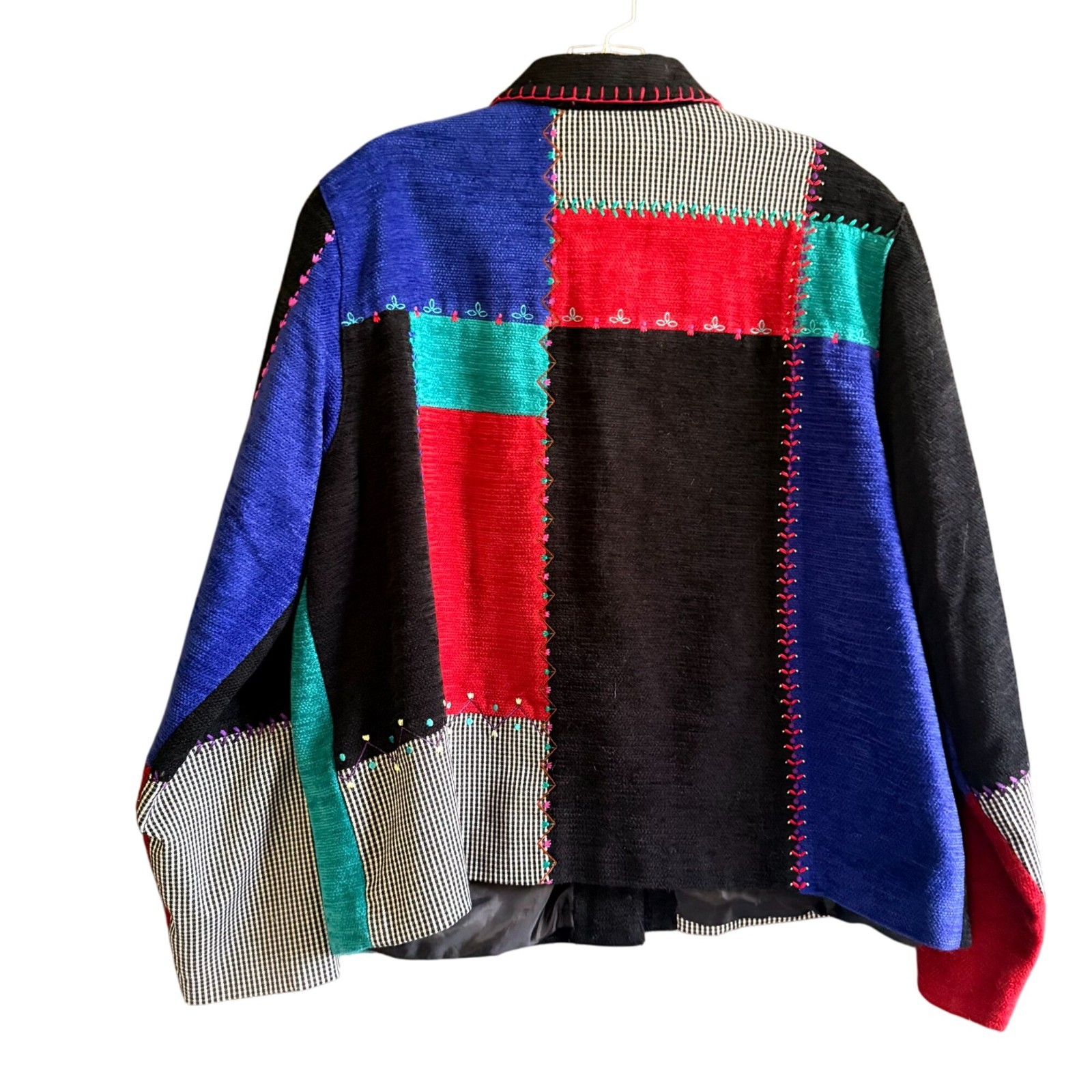 VTG Koret Embroidered Patchwork Gingham Button Fr… - image 3