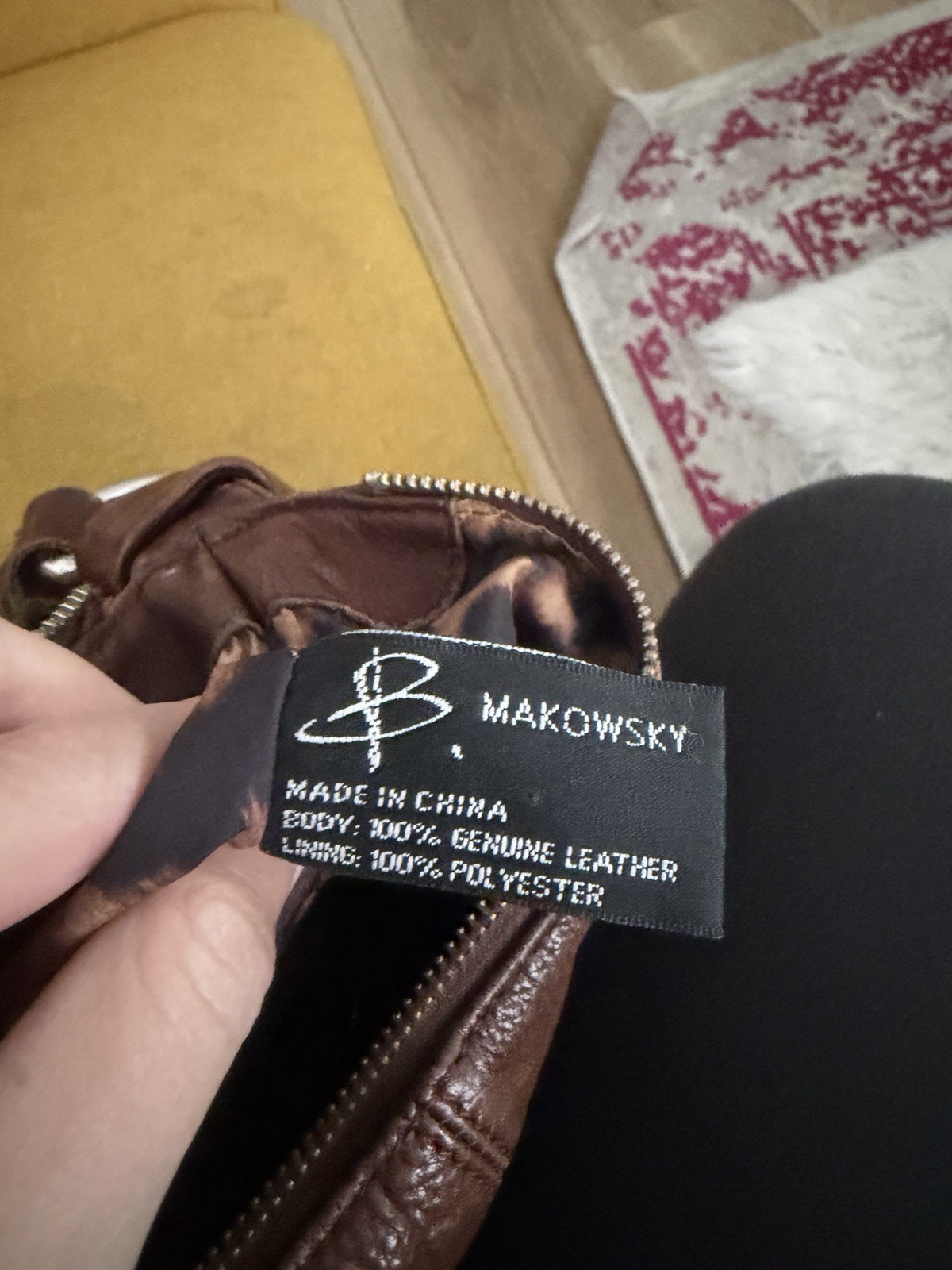 B. Makowsky Patchwork Studded Shoulder Bag Brown … - image 8