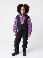 Vintage 80s Fera Skiwear Kids One Piece Snowsuit Black Purple Sz 6 Movie Prop