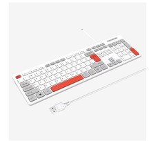 Wired USB Keyboard Wired Computer Keyboard Durable Ultra-Slim Wired White