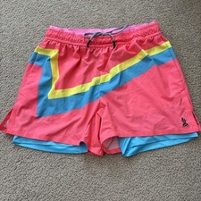 Chubbies Hotdogger Retro 80  s Inspired 5" M Swim Trunk Shorts Pink Blue Yellow