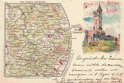 Usingen map Usinger country Feldberg tower in the Taunus artist map