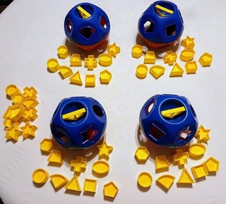 Tupperware Shape O Ball Lot of 4 COMPLETE Sets Nursery Playschool Extra Shapes