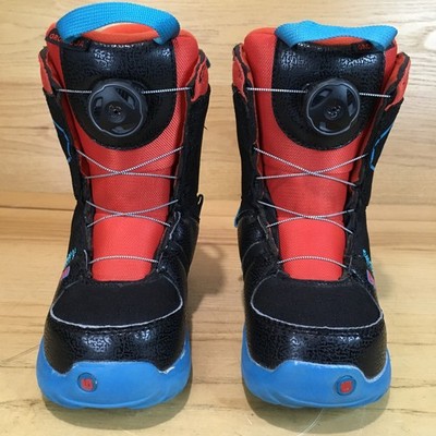 Burton Grom BOA Snowboard Boots Kids 1K Black Blue Winter Sports GeaR