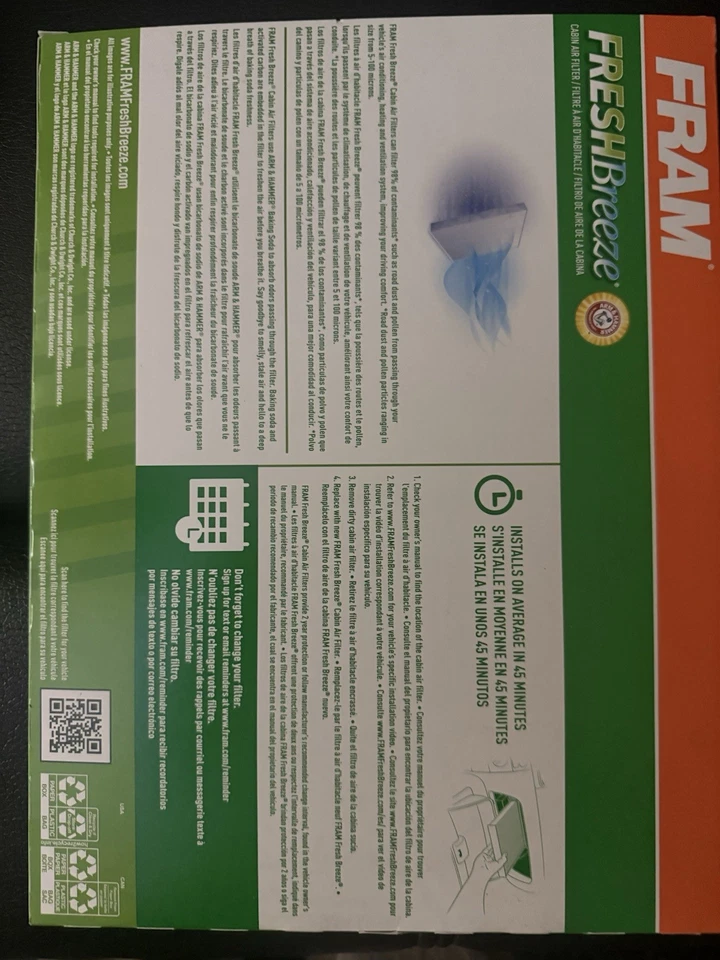 Filtro de aire de cabina Fram CF11775 Fresh Breeze | Aire acondicionado y calefacción ventilación Ford, Lincoln Foto 2 de 2