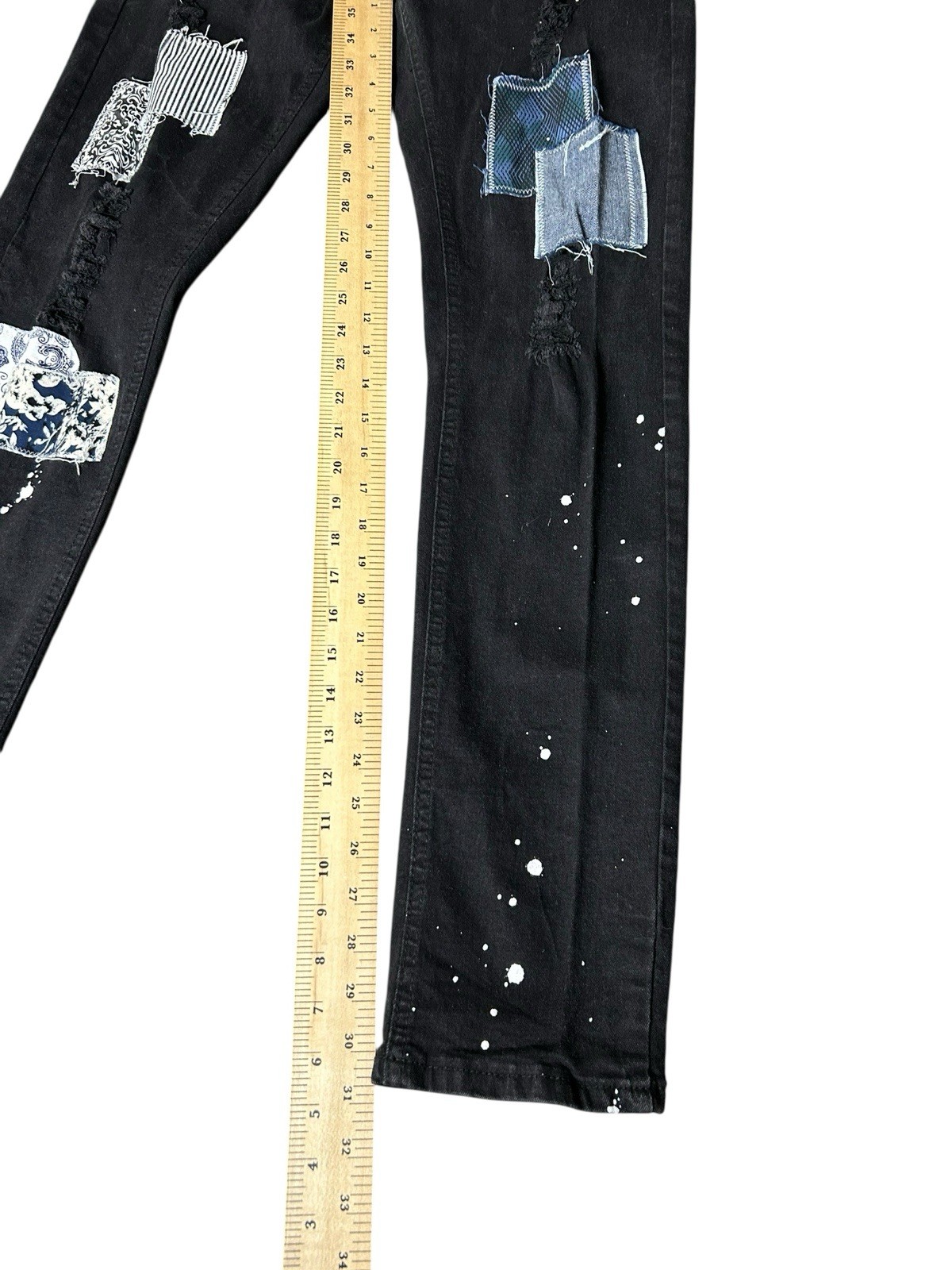 Waimea Distressed Patchwork Paint Splatter Jeans … - image 14