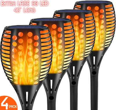 4Pack 96LED Waterproof Solar Tiki Torch Light Dancing Flickering Flame Lamps USA